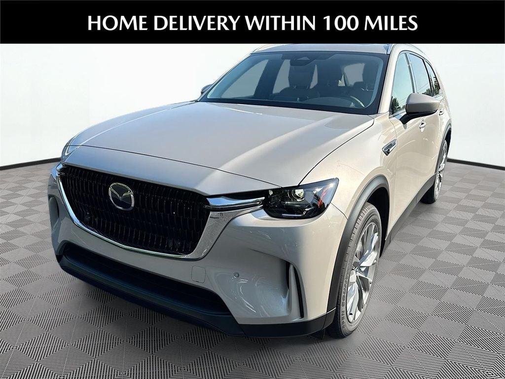 2026 Mazda Mazda CX-90 3.3 Turbo Preferred AWD in Platinum Quartz Metallic — front three-quarter view