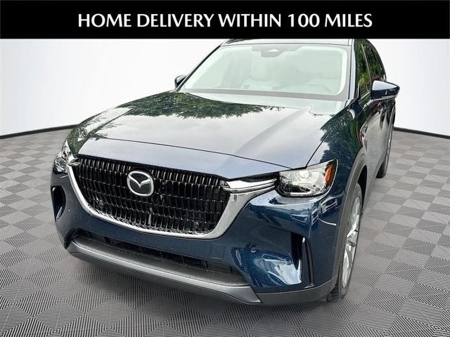 2026 Mazda Mazda CX-90 3.3 Turbo Preferred AWD in Deep Crystal Blue Mica — front three-quarter view