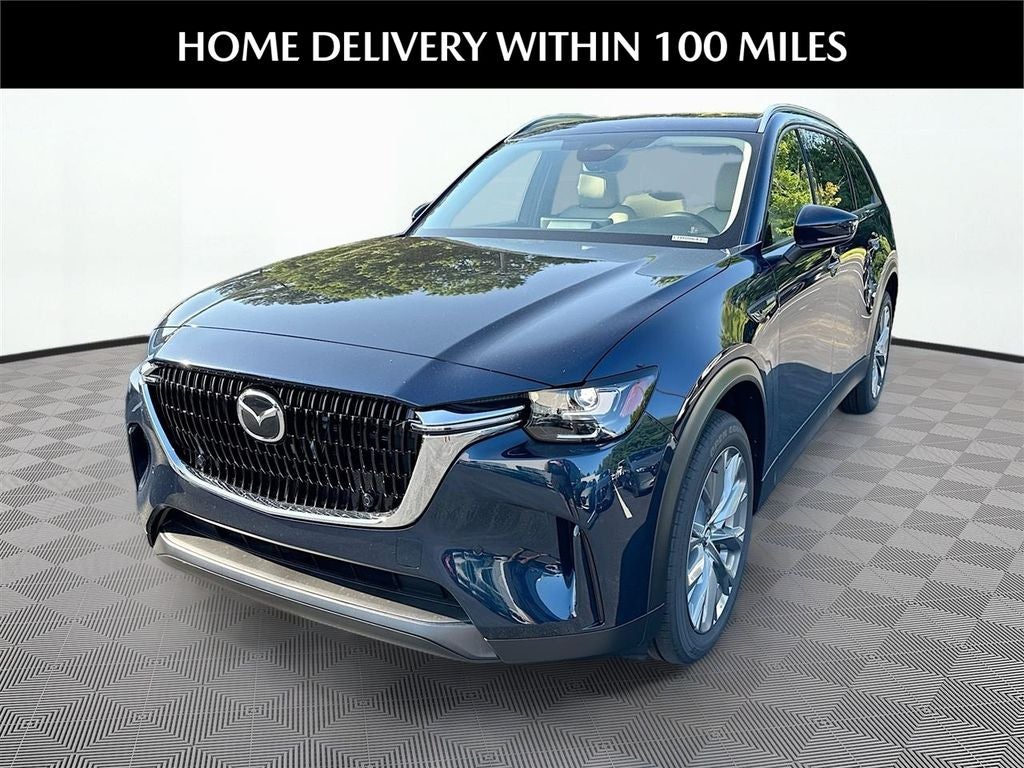 2026 Mazda Mazda CX-90 3.3 Turbo Preferred AWD in Deep Crystal Blue Mica — front three-quarter view