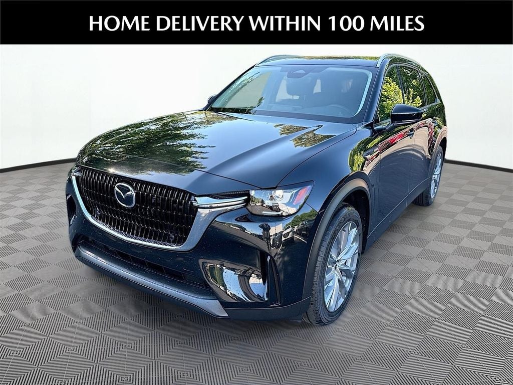 2026 Mazda Mazda CX-90 3.3 Turbo Preferred AWD in Jet Black Mica — front three-quarter view