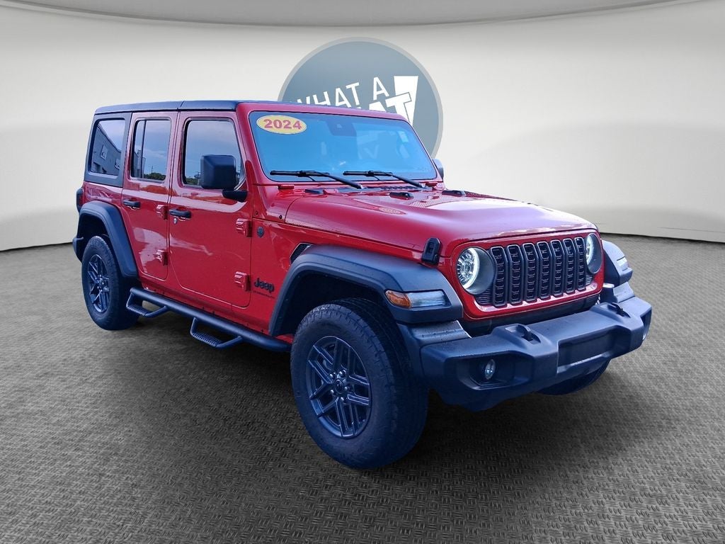 2024 Jeep Wrangler Sport S in Firecracker Red Clearcoat — front three-quarter view