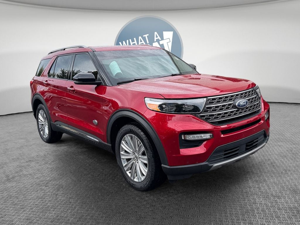 2024 Ford Explorer King Ranch in Red Metallic — front three-quarter view