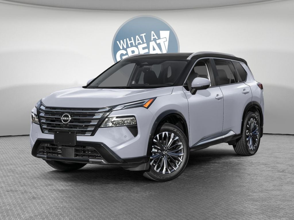 2026 Nissan Rogue Platinum in Boulder Gray/Super Black — front three-quarter view