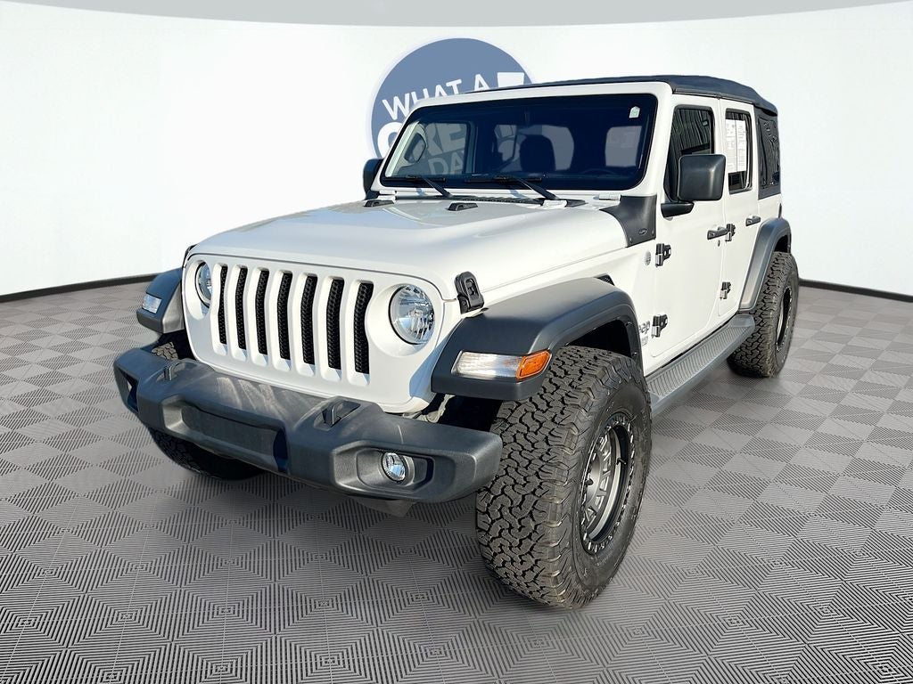 2021 Jeep Wrangler Unlimited Sport S in Bright White Clearcoat — front three-quarter view