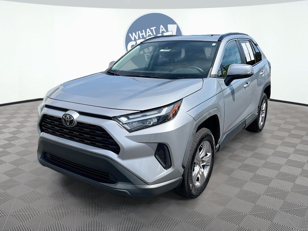 2023 Toyota RAV4 XLE in Silver Sky Metallic — front three-quarter view