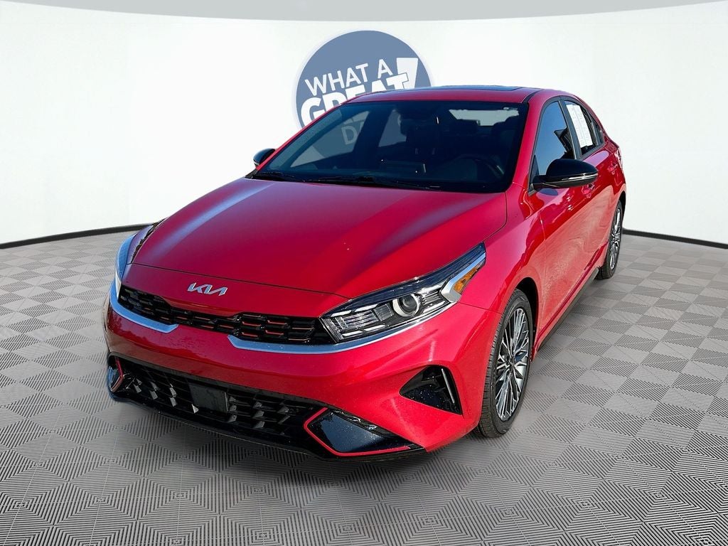 2024 Kia Forte GT-Line in Currant Red — front three-quarter view