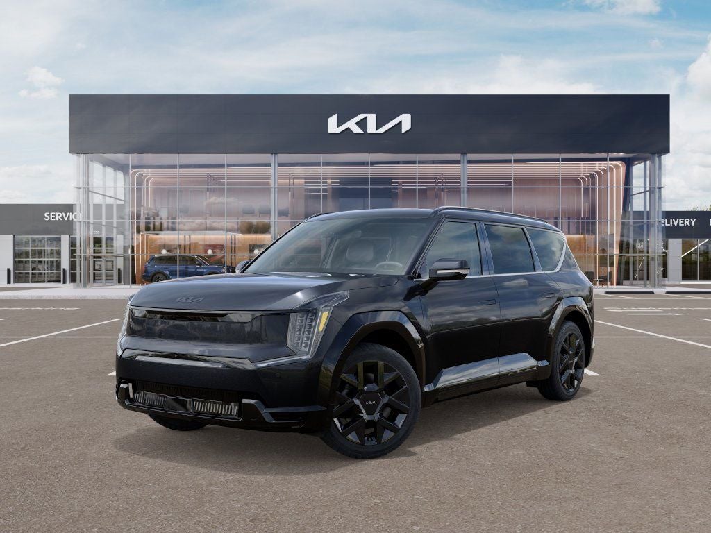 2026 Kia EV9 Land in Panthera Metal — front three-quarter view