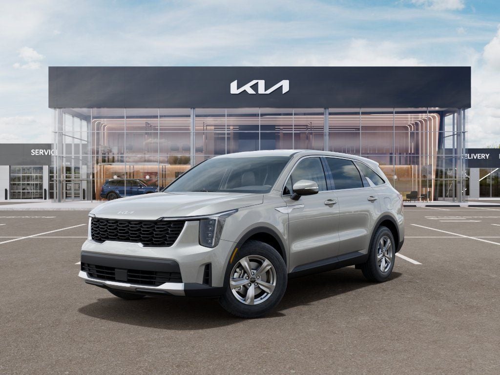 2026 Kia Sorento LX in Ivory Silver — front three-quarter view