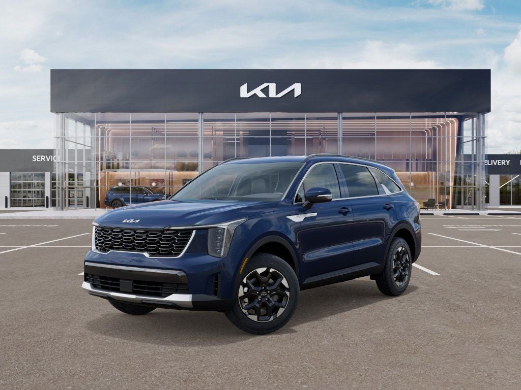 2026 Kia Sorento S in Midnight Lake Blue — front three-quarter view