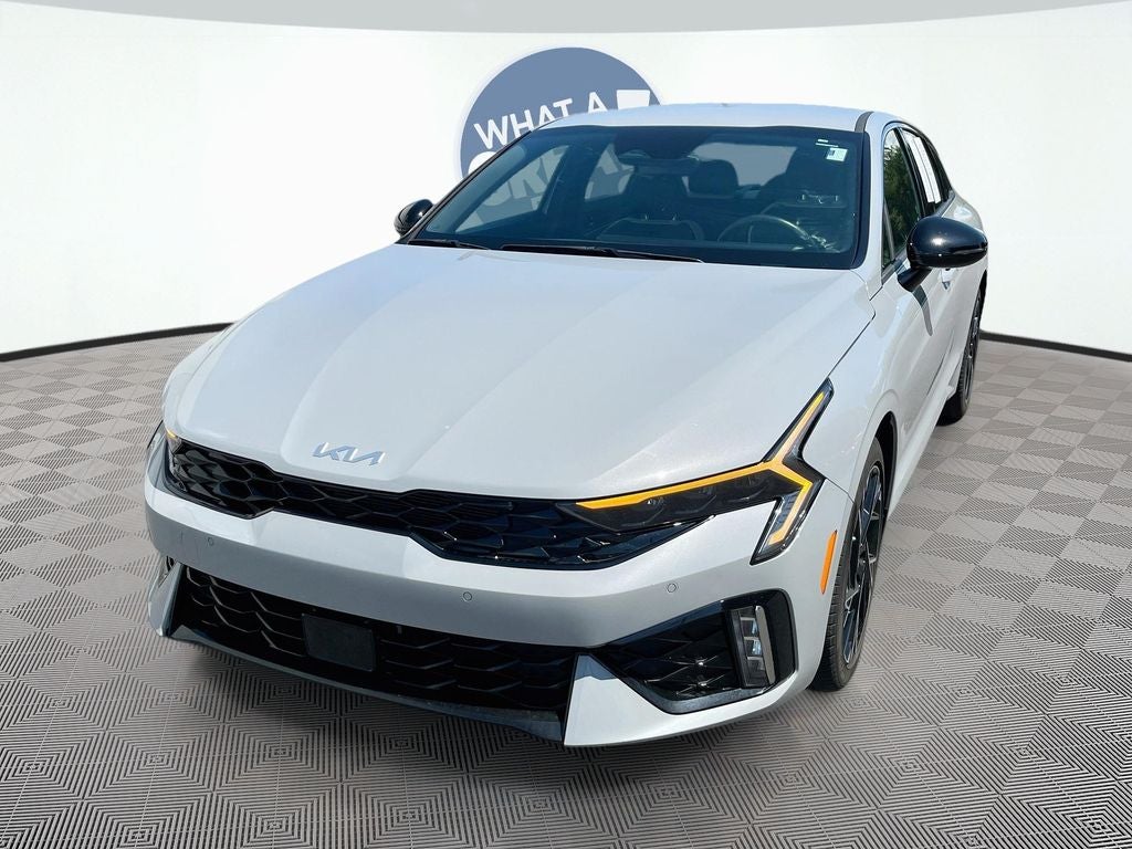 2025 Kia K5 GT-Line in Wolf Gray — front three-quarter view