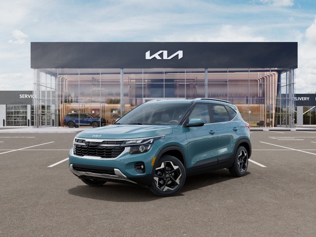 2026 Kia Seltos EX in Pluton Blue — front three-quarter view
