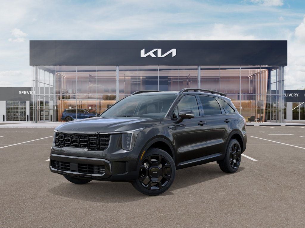2026 Kia Sorento Hybrid X-Line SX Prestige in Gray — front three-quarter view