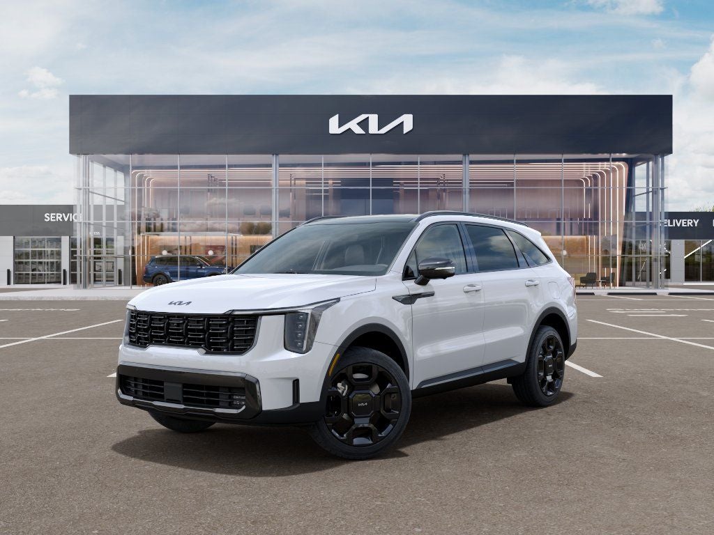 2026 Kia Sorento Hybrid X-Line SX Prestige in Snow White Pearl — front three-quarter view